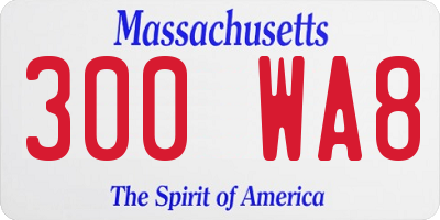 MA license plate 300WA8