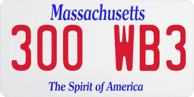 MA license plate 300WB3