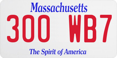 MA license plate 300WB7