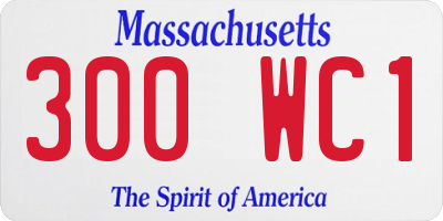 MA license plate 300WC1