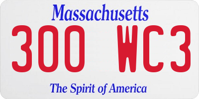 MA license plate 300WC3