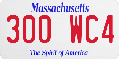 MA license plate 300WC4