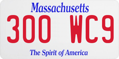 MA license plate 300WC9