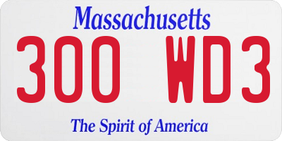 MA license plate 300WD3