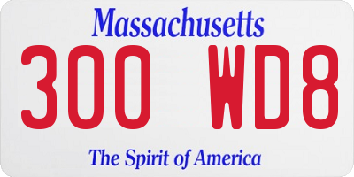 MA license plate 300WD8