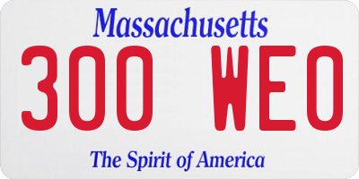 MA license plate 300WE0