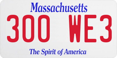 MA license plate 300WE3