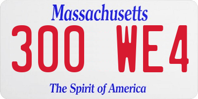 MA license plate 300WE4