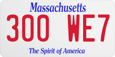 MA license plate 300WE7