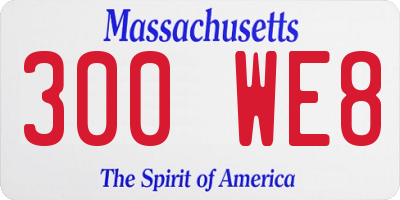 MA license plate 300WE8