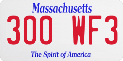 MA license plate 300WF3