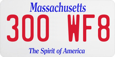 MA license plate 300WF8