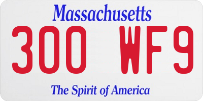 MA license plate 300WF9