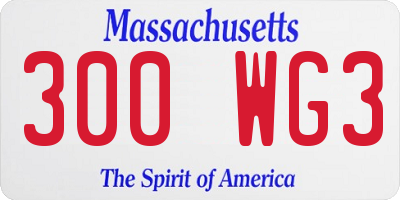 MA license plate 300WG3