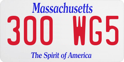 MA license plate 300WG5