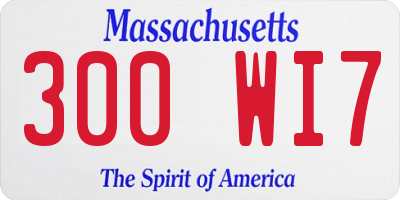 MA license plate 300WI7