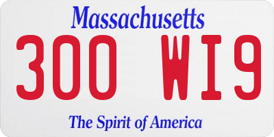 MA license plate 300WI9