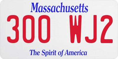 MA license plate 300WJ2
