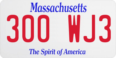 MA license plate 300WJ3
