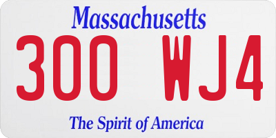 MA license plate 300WJ4