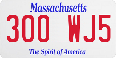 MA license plate 300WJ5