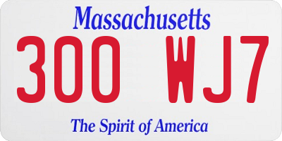MA license plate 300WJ7