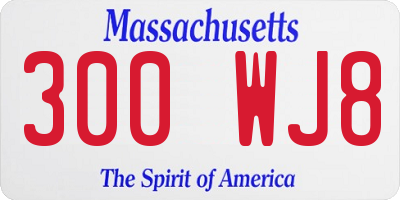 MA license plate 300WJ8