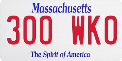 MA license plate 300WK0