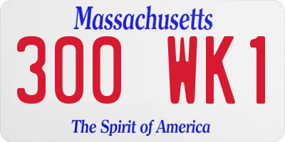 MA license plate 300WK1
