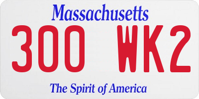 MA license plate 300WK2