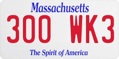 MA license plate 300WK3