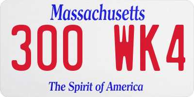 MA license plate 300WK4