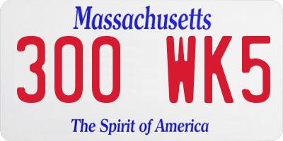 MA license plate 300WK5
