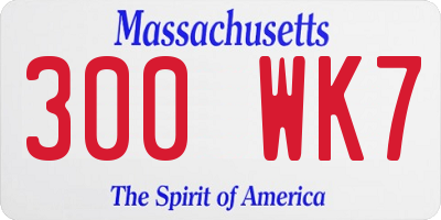MA license plate 300WK7