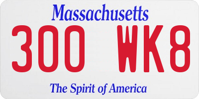 MA license plate 300WK8