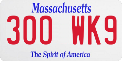 MA license plate 300WK9