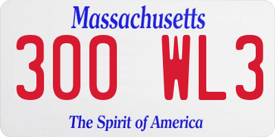 MA license plate 300WL3