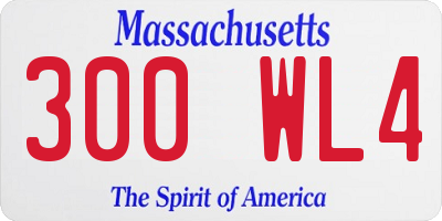MA license plate 300WL4