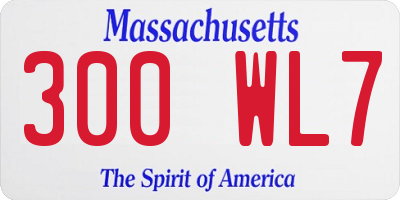 MA license plate 300WL7
