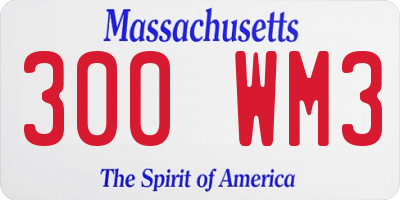 MA license plate 300WM3