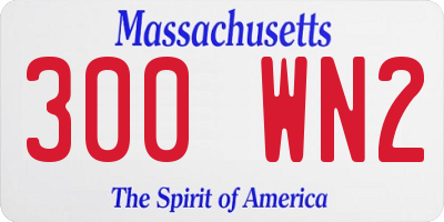 MA license plate 300WN2