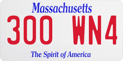 MA license plate 300WN4