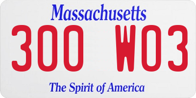 MA license plate 300WO3