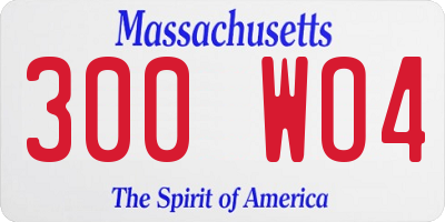 MA license plate 300WO4