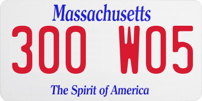 MA license plate 300WO5
