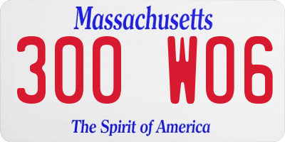 MA license plate 300WO6
