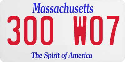 MA license plate 300WO7