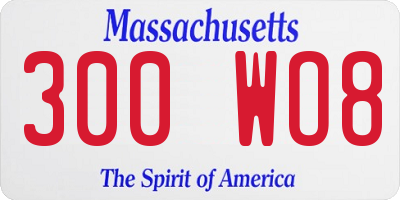 MA license plate 300WO8