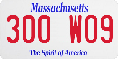MA license plate 300WO9
