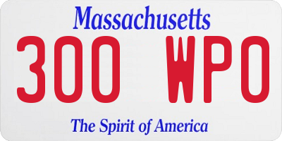 MA license plate 300WP0
